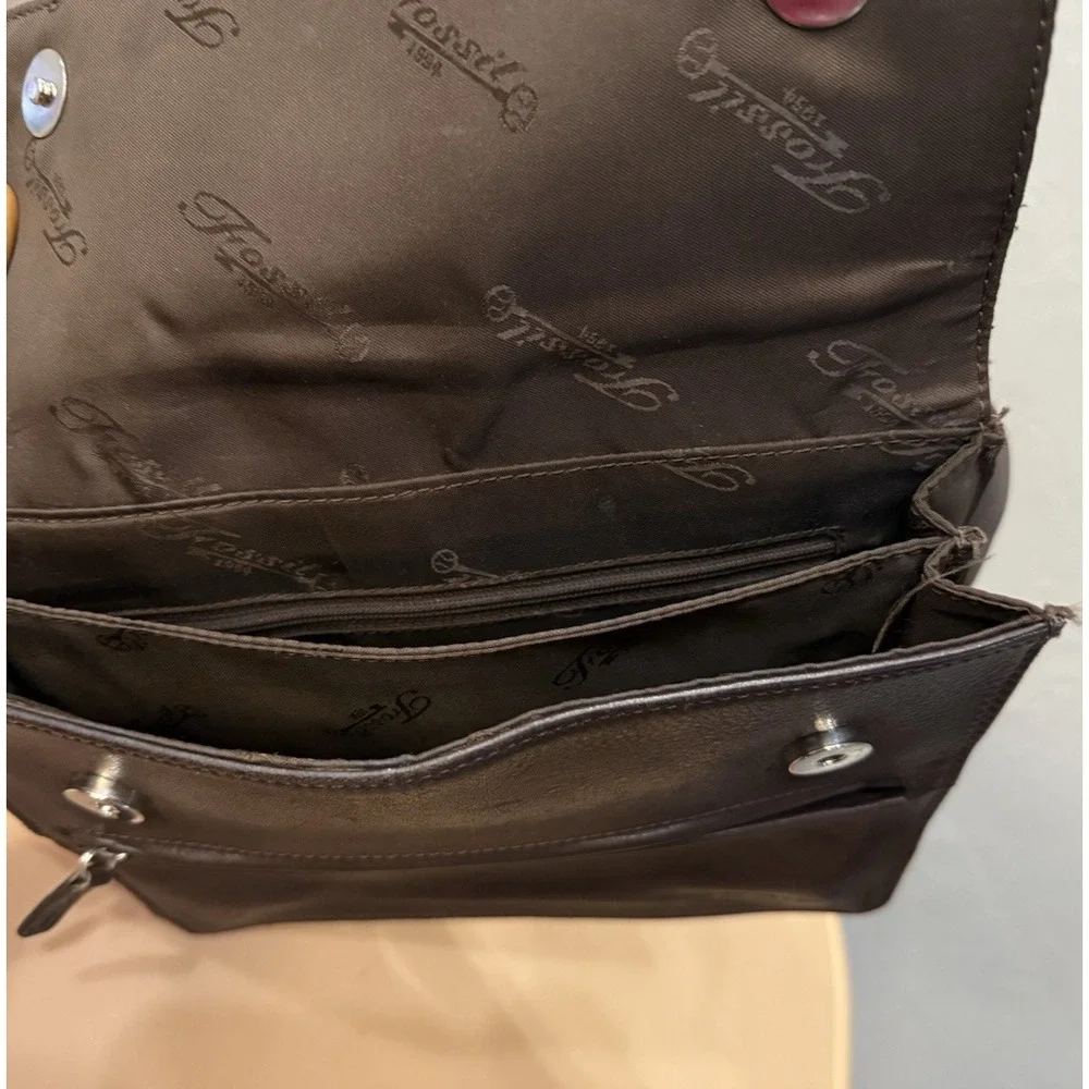 Vintage‎ Fossil Brown Leather Crossbody Unisex Messenger Bag